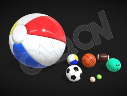 排球足球保龄球橄榄球篮球网球体育用品球类C4D模型合集