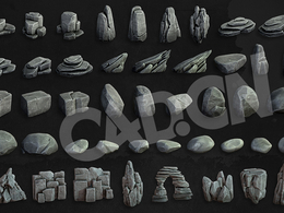 45个风格化景观石头假山模型Stylized Rock Asset Pack