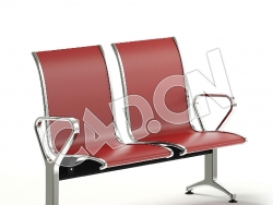 C4D红色连排等候椅模型 Red Waiting Chairs 3D Model