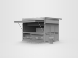 公园售货亭C4D模型 foodstall kiosk