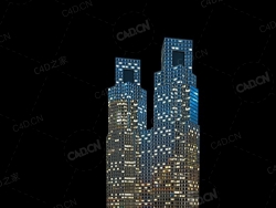 夜间摩天大楼办公楼写字楼C4D模型 Archmodels Vol.103_Night Skyscrapers - model-62