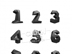 低面多边形数字123456789艺术文字C4D模型LOW POLY NUMBERS