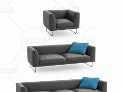 灰色客厅沙发时尚现代沙发单人双人三人沙发C4D模型 sofa 3d model