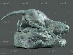 怒吼的美洲狮雕塑C4D模型 Puma 3d model