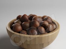 C4D木碗里的榛子坚果模型 Nuts