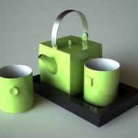 绿茶壶3D模型 ASA teaset
