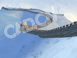 C4D大雪覆盖的万里长城模型