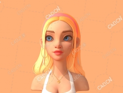 卡通时尚长发美女女性克洛伊头部C4D模型Chloe