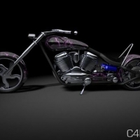 时尚/动感摩托车3D模型：Cinema 4D Custom Chopper 3D Model