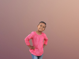 三维扫描写实人物叉腰生气的非洲小女孩