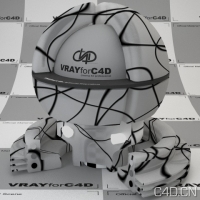 vray for c4d材质：Plastic white SSS blk graphic lines