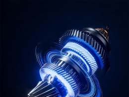 高精度电机马达旋转光效C4D模型 未来科技感机械结构发光齿轮设计渲染素材