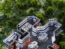 C4D实用工程第543季：室外树丛中的科幻金属设备C4D工程 C4D Project[Cinema4D Octane]