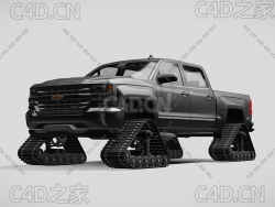 雪佛兰履带式皮卡汽车2017款C4D汽车模型下载
