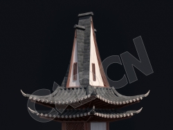 C4D香格里拉中式建筑屋顶模型 Kitbash3d-Shangri-La_Tower_G_grp