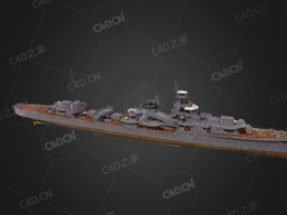 日本海军夕张级巡洋舰夕张号轻巡洋舰C4D模型下载Yubari 3d model