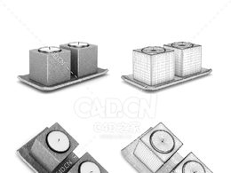 金属立方体艺术蜡烛C4D模型