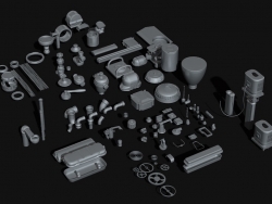 C4D蒸汽朋克机械零件模型 Artstation – 100+ Steampunk Small Kitbash pack Vol.2