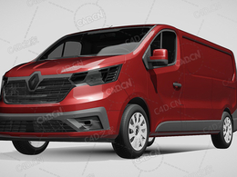 雷诺Trafic封闭车厢货车运输车面包车2021款C4D汽车模型下载