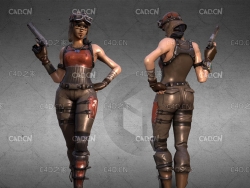 全副武装的女战士C4D模型 Female warrior