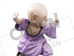 小和尚习武陶俑摆件饰品C4D模型下载