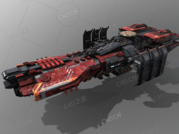 C4D护卫舰飞船太空舰飞船科幻飞行器太空船外星战舰模型Frigate K8