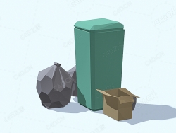低面多边形垃圾桶垃圾袋 Trash