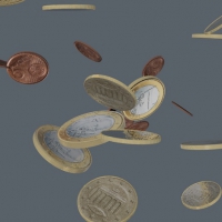 欧元硬币C4D模型（带掉落动画）Euro Coins