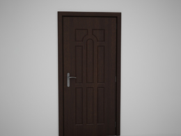 全封闭压线深棕色木门C4D模型下载 Door model