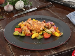 西餐：扒羊排C4D模型 Lamb chops