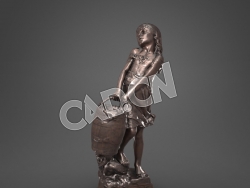 C4D提水桶的小姑娘雕塑模型 Cosette