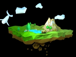 低面小岛C4D模型 LOWPOLY