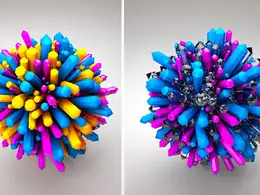 七彩水晶球汇聚生长动画C4D工程