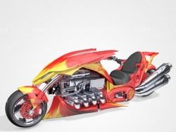 拉风火焰摩托机车C4D模型 motorcycle