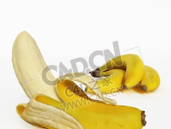 一把香蕉剥开的香蕉水果C4D模型 Banana