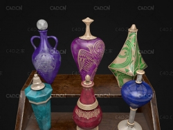 雕花陶瓷花瓶 陶器花瓶 玻璃花瓶模型 Carved ceramic vase