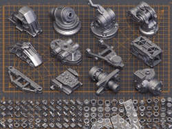 396个科幻硬面机械零件模型合集 Mega Pack Sci-Fi Hard Surface KITBASH 400 DETAILS