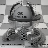 vray for c4d材质：Metal mesh long rounded holes 001