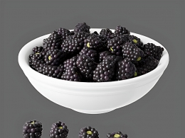 逼真黑莓桑椹水果C4D octane模型下载，高精度写实桑葚果粒三维素材合集FruitBlackberries