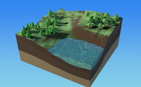地形生态圈低面多边形C4D模型
