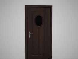 椭圆形玻璃实木门C4D模型下载 Door model