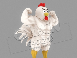 C4D卡通强壮的公鸡健美鸡肌肉公鸡模型 Chicken