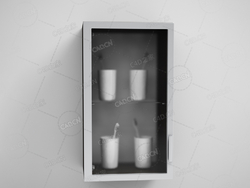 卫生间牙刷柜厕所浴室洗簌用品柜子玻璃门柜子分层储物收纳C4D模型