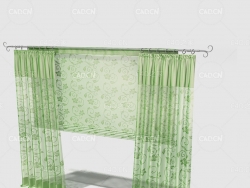 C4D女卧室花纹窗帘模型 Curtain 3D Model-26