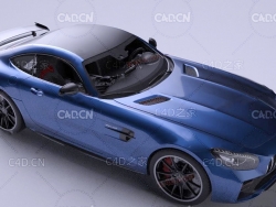 蓝色两门奔驰汽车C4D OCTANE渲染模型 mercedes-benz