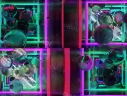 炫彩发光框内的透明水晶球悬浮循环动画glaubox