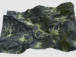 黑色山峰沟壑山形Bladehill Terrain