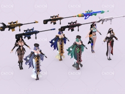 6个丰满性感的美少女战士黛安娜卡通人物角色模型Dianne - 3D Model