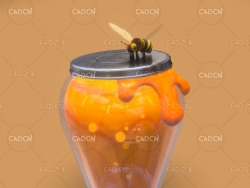 蜂蜜罐子上的蜜蜂卡通C4D模型 bee