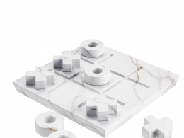 大理石井字游戏套装Crate&Barrel出品3D模型素材下载Marble Tic Tac Toe Game Set by C
